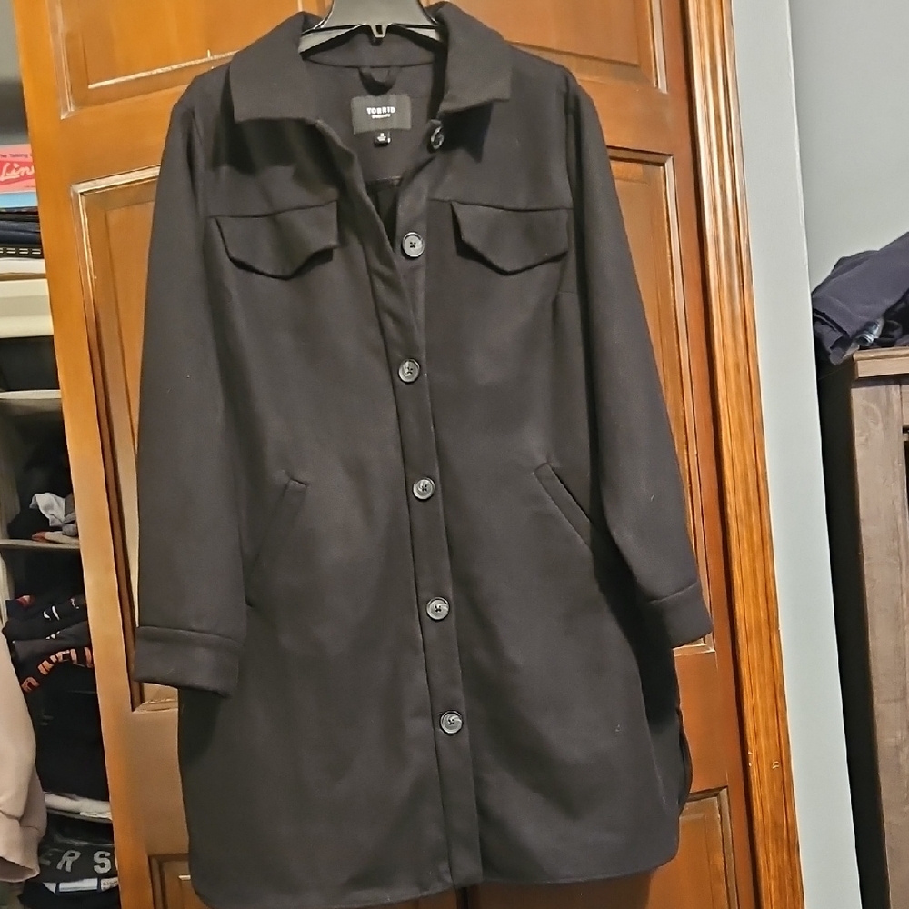 Torrid Black Button Up Peacoat